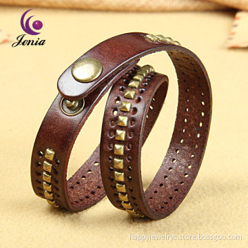 Jenia 2016 Fashion Button Colorful Alloy Genuine Leather Bracelet